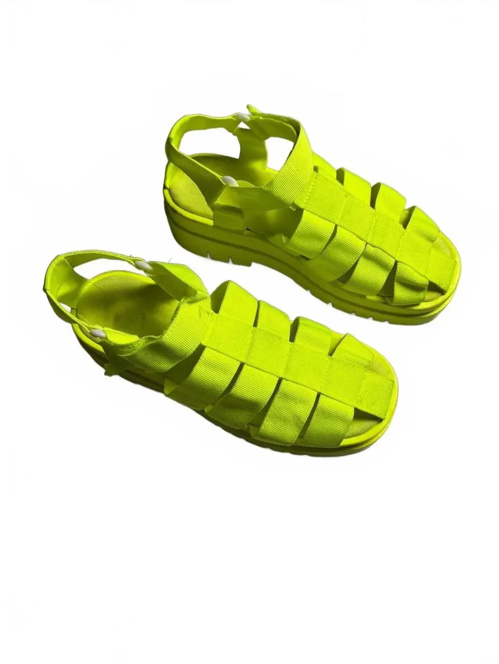 Neon Yellow Strappy Platform Sandals